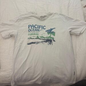 Napapijri White Short Sleeve Tee with Small Navy Graphic